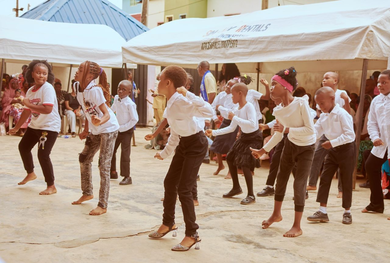 Students working with science learning materials