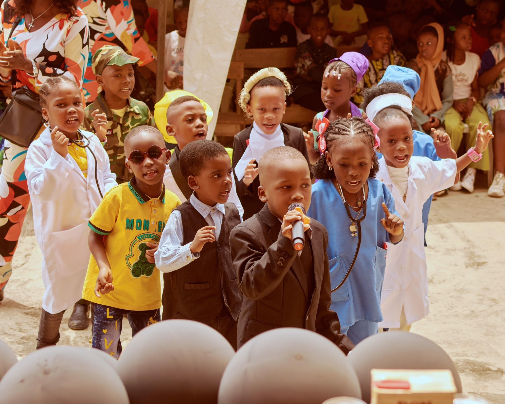 Students smiling together in school uniforms